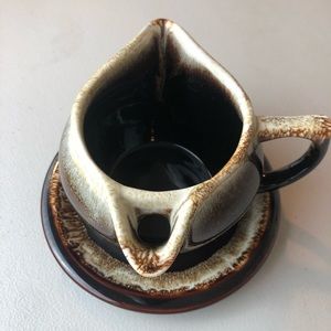 Pfaltzgraff Brown Gravy Boat Strainer & Drip Plate